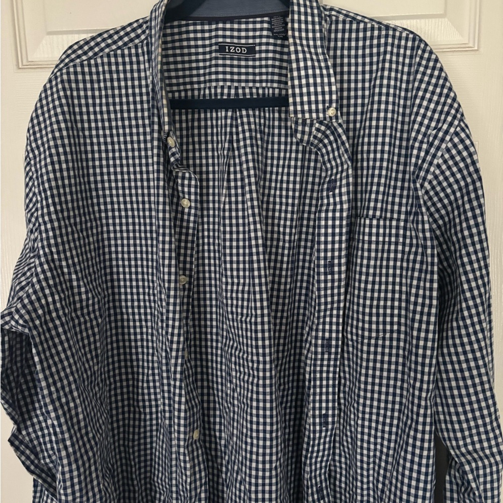 Izod Men's Navy Checkered Shirt Jacket